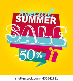 Summer sale vector banner.  Vector illustration.
