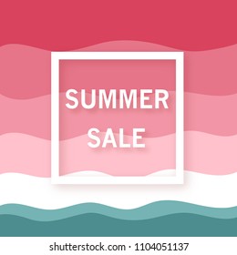 Summer Sale vector banner. Minimalist summer watermelon background.