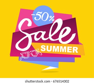 Summer sale vector banner.Vector illustration.