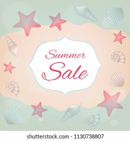Summer sale. Vector card.