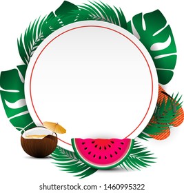 Summer sale vector with colorful summer elements. Banner isolated on the white background and empty space for your text. Vector illustration template