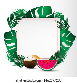 Summer sale vector with colorful summer elements. Banner isolated on the white background and empty space for your text. Vector illustration template