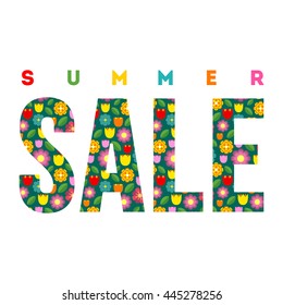 Summer Sale. Vector summer concept isolated on the white background. Colorful summer illustration.