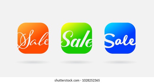 Summer Sale Vector Icons Set. Season Mega Sale Price Tag. Online Store Special Offer Color Button. Mobile Application or Web Icon Summer Sale Vector Set.