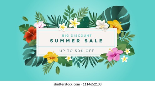 Summer sale. Vector illustration concept for mobile and web banner, poster, online shopping ads, social media and networking, marketing material.