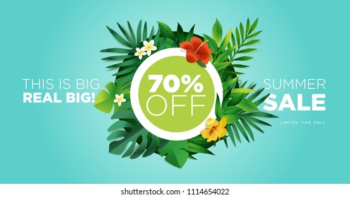 Summer sale. Vector illustration concept for mobile and web banner, poster, online shopping ads, social media and networking, marketing material.