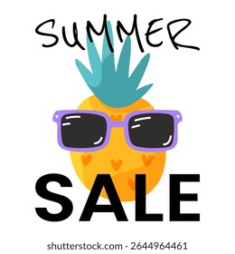 Summer Sale vector illustration with cute pineapple. Ideal for flash sales, limited-time deals, and ecommerce banners.