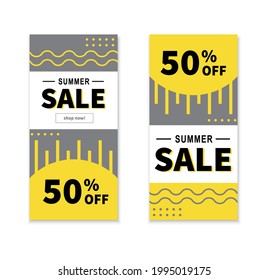 Summer Sale. Vector Illustration of Trendy Yellow and Grey Colors