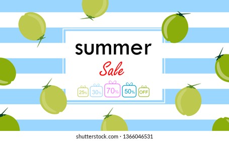 Summer sale vector illustrator,Summer with coconut on blue background.
