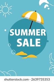 Summer Sale Vector Poster and Social Media Template Set with Beach Theme