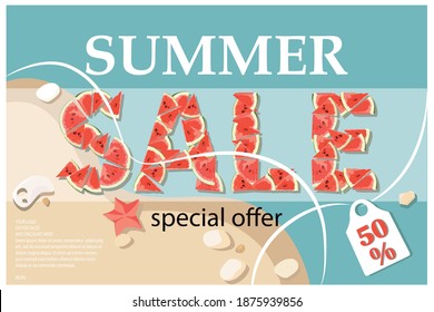 Summer sale, vector template for design banner, flyer, invitation.
