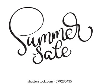 summer sale vector text on white background. Calligraphy lettering illustration EPS10.