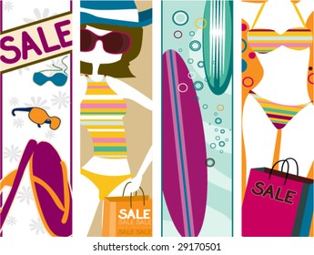 Summer Sale Vertical Banners - Vector