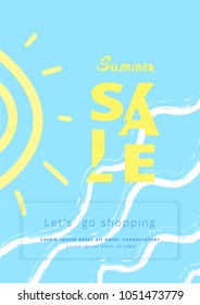 Summer Sale vertical card. Vector Illustration.