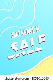 Summer Sale vertical card. Vector Illustration. 