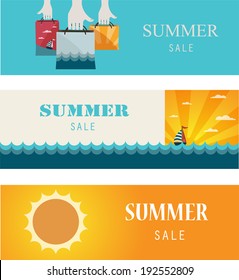Summer Sale. Vintage banners/cards. Vector illustration