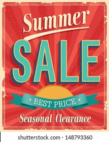 Summer Sale. Vintage card. Vector illustration.