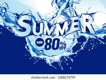 Summer Sale Water Wave, background vector illustration.