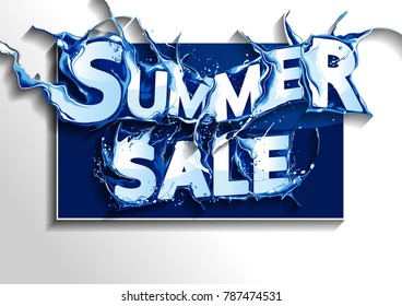 Summer Sale Water Wave. Banner on white Background. vector illustration. you can place relevant content on the area.