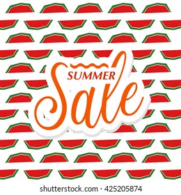 Summer sale with watermelon background ,Vector illustration