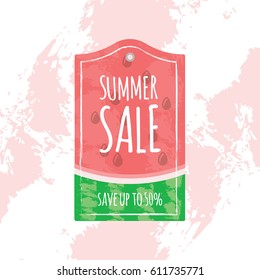 Summer Sale Watermelon Concept. Vector illustration for banner, poster, flyer, card.