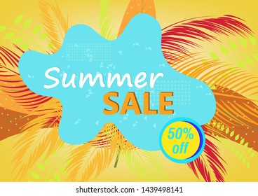 Summer sale website banner. Sale promotional material vector illustration. Design for social media banner, poster, email, newsletter, ad, leaflet, placard, brochure, flyer, web sticker
