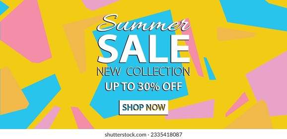 Summer Sale website banner template. Summer Sale tag. Sale promotional material vector illustration. 