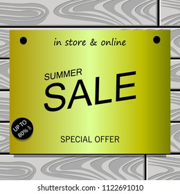 Summer Sale Wooden Board background vector illustration