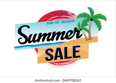 summer sale word text concept icon logo sign symbol vector note mega shopping style for use landing page, template, social media, web, mobile app, poster, banner, flyer, background, gift card, coupon
