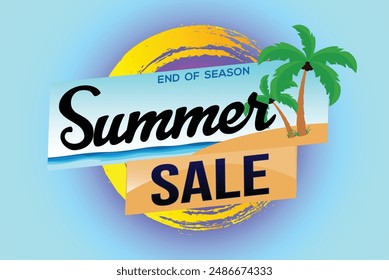 summer sale word text concept icon logo sign symbol vector note mega shopping style for use landing page, template, social media, web, mobile app, poster, banner, flyer, background, gift card, coupon
