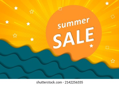 Summer sale,abstract drawing sea beach and sun,vector illustration