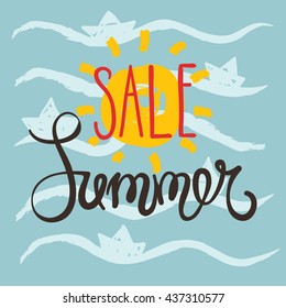 Summer sale/Pattern with handwriting calligraphy, vector illustration