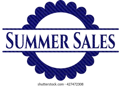 Summer Sales badge with denim background