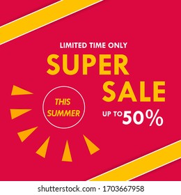 Summer Sales Banner With Abstract Background Template Vector