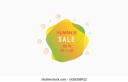 Summer sales banner template. Abstract geometric shapes on a white background. Promotional badge for your seasonal design. Vector illustration 