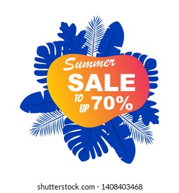 summer sales design with foliage pictures