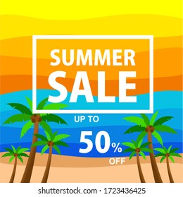 Summer sales design using shades of bright colors to form a beautiful beach suitable for the business and financial world and promotional activities when the holidays come