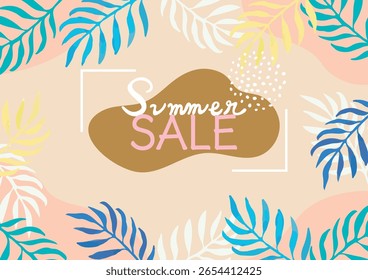 Vendas e eventos de verão Refrescamento de plantas tropicais Quadro de ilustração tropical material vetor