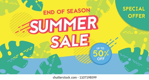Summer sales flyer & banner vector illustration