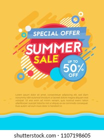 Summer sales flyer & banner vector illustration