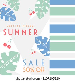 Summer sales flyer & banner vector illustration