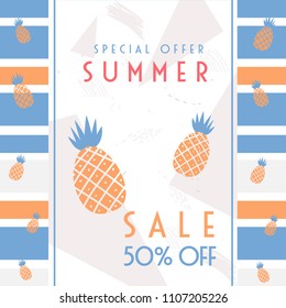 Summer sales flyer & banner vector illustration
