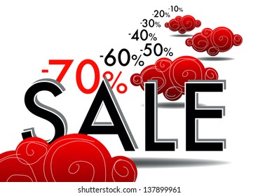 summer sales with red coud and numer