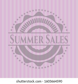 Summer Sales retro pink emblem. Vector Illustration. Detailed.