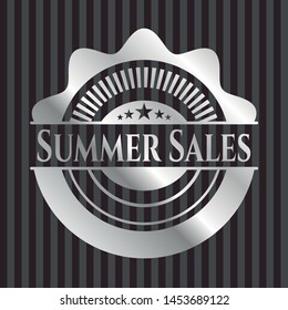 Summer Sales silver badge. Vector Illustration. Mosaic.