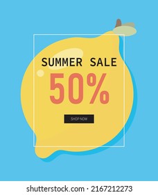 Summer sales vector banner with lemon. Vector illustration.