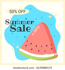 Summer Sale.Watermelon Poster. Banner for Seasonal Promotion. Vector.