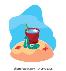 summer sand beach with flip flops scene
