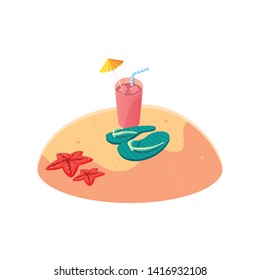 summer sand beach with flip flops scene