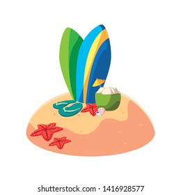 summer sand beach with surfboards scene